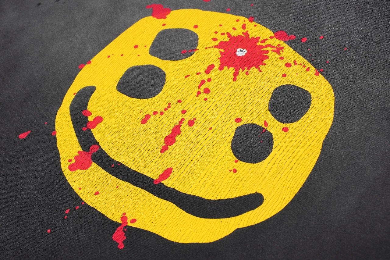 Design Smiley Face Distressed Black Hoodie - 7