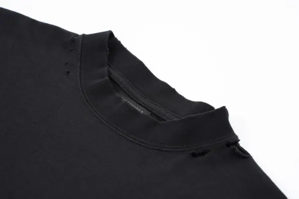 Balenciaga Distressed Logo Print Black T-Shirt - 8