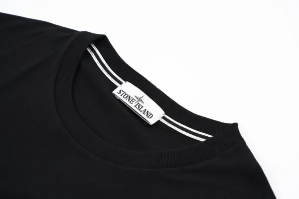 Stone Island Logo Embroidered Black T-Shirt - 9