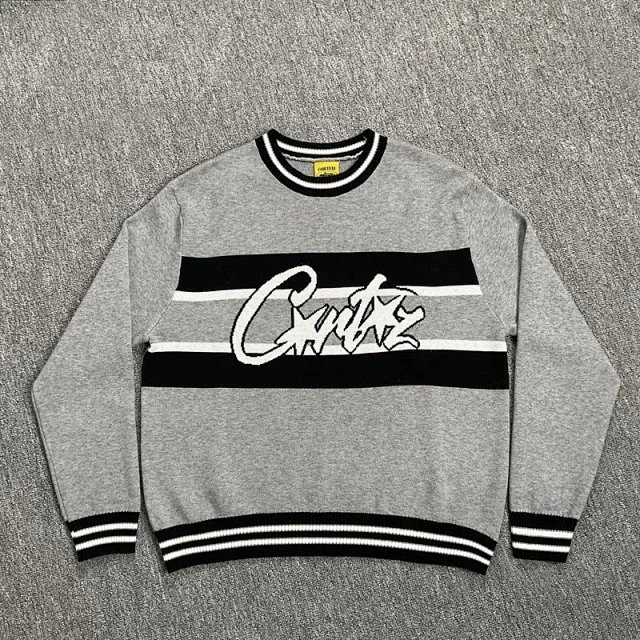 Corteiz Knitwear Striped logo crewneck knit sweater product detail image 4