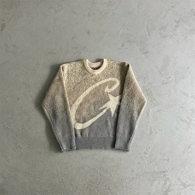 Corteiz Knitwear Striped logo crewneck knit sweater product detail image 12