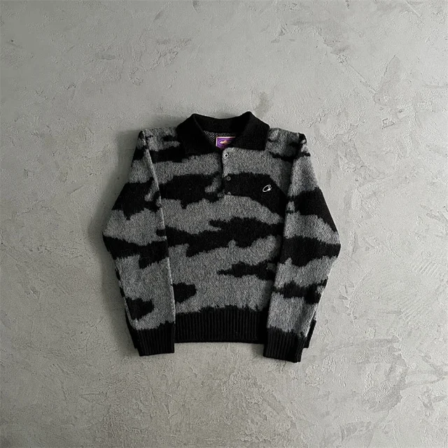 Corteiz Knitwear Striped logo crewneck knit sweater product detail image 11