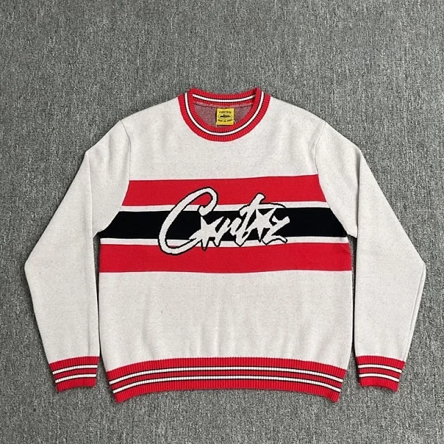 Corteiz Knitwear Striped logo crewneck knit sweater product detail image 3