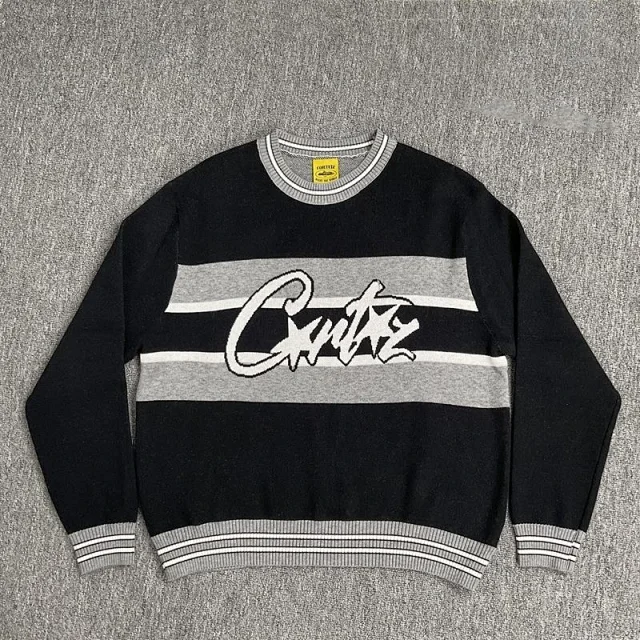 Corteiz Knitwear Striped logo crewneck knit sweater product detail image 6