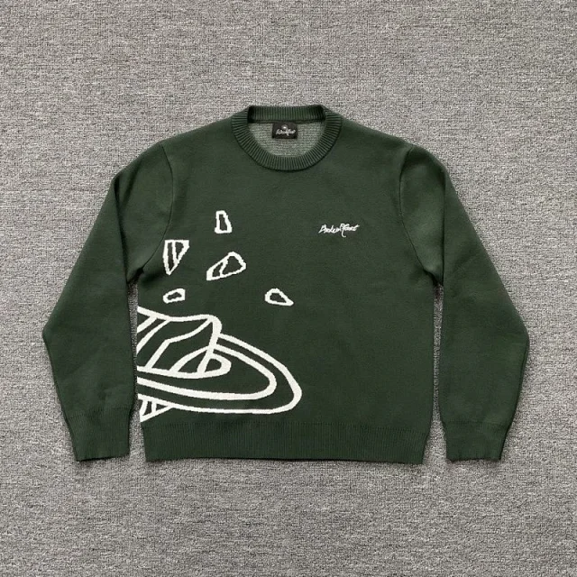 Corteiz Knitwear Striped logo crewneck knit sweater product detail image 8