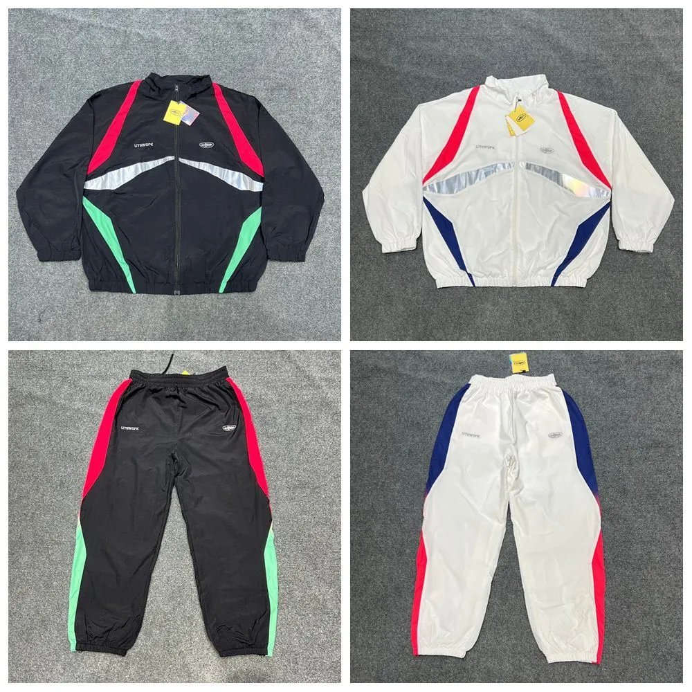 Corteiz Tracksuits Colorblock zip-up track jacket and pants set — 35 Black suit