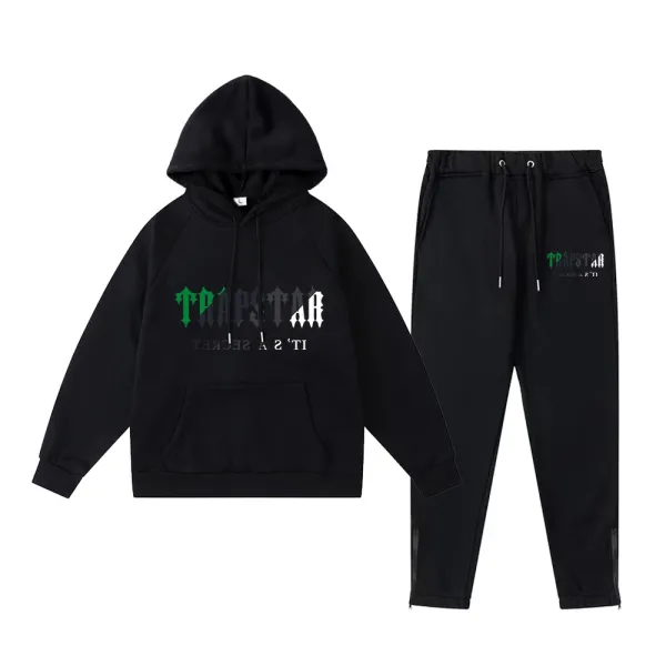 Trapstar Black Gothic Logo Hoodie and Sweatpants Set - 1