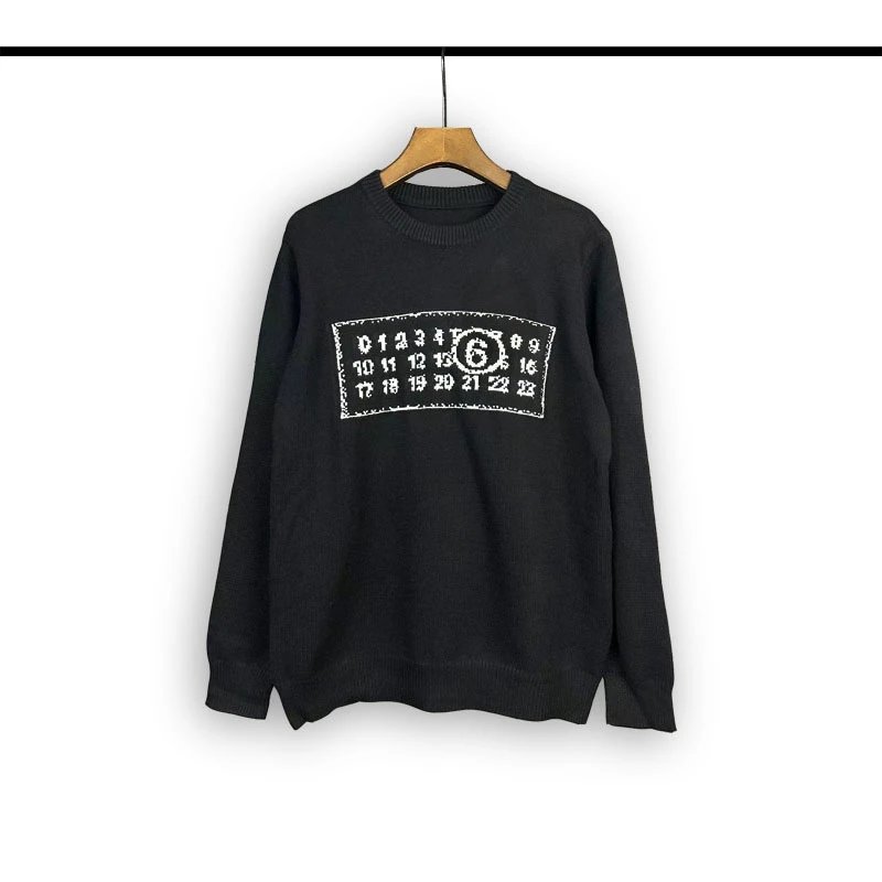 Maison Margiela Tabi Number Print Black Sweater