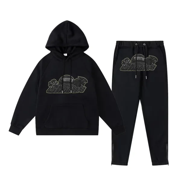 Trapstar Panther Logo Black Hoodie and Sweatpants Set - 1