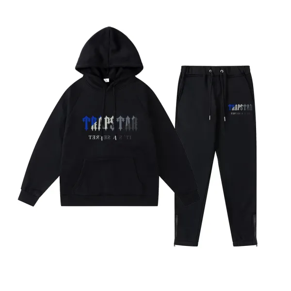 Trapstar Black Gothic Logo Hoodie and Sweatpants Set - 1