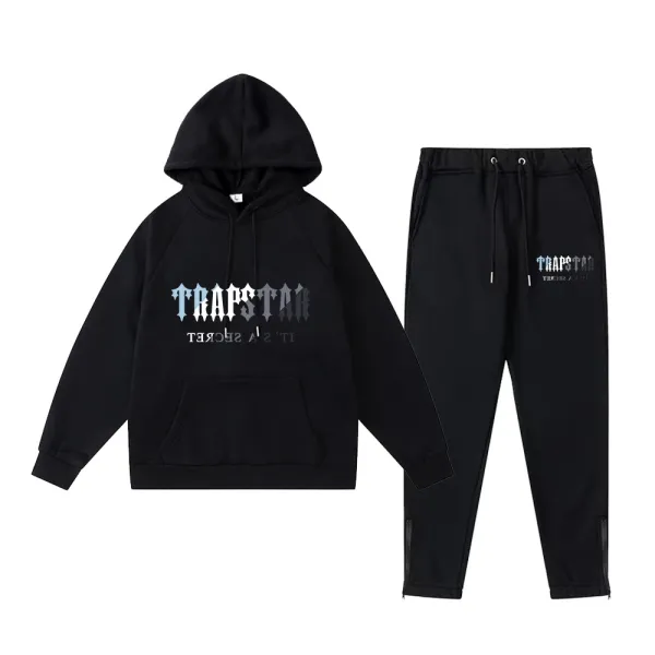 Trapstar Black Gothic Logo Hoodie and Sweatpants Set - 1
