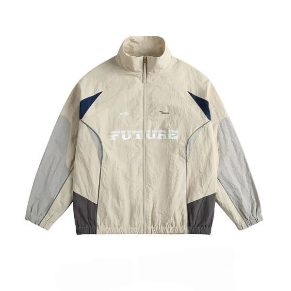 Design NEVRALER V-Stripe Windbreaker Jacket in Khaki and Black Outerwear.windbreaker - 13