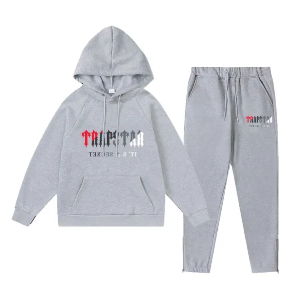 Trapstar Gray Logo Hoodie and Sweatpants Set - 1