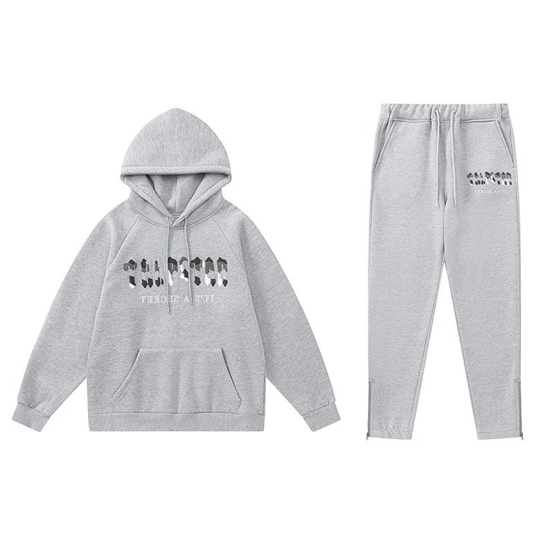 Off-White x Unknown Collaborative Graphic Hoodie and Sweatpants Set Gray - 1
