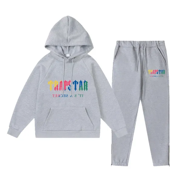 Trapstar Rainbow Logo Hoodie and Sweatpants Set Gray - 1