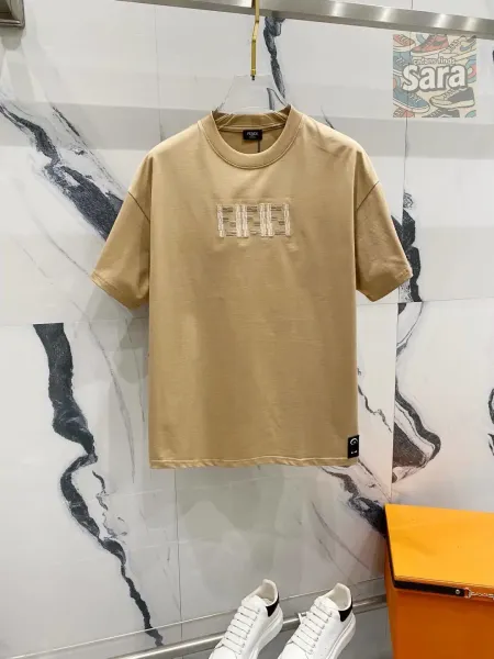 Fendi FF Logo Embroidered Gray T-Shirt - 11