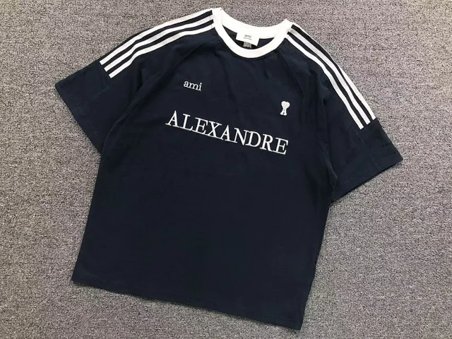 AMI Paris T-Shirts Alexandre Logo Striped Raglan T-Shirt product detail image 4