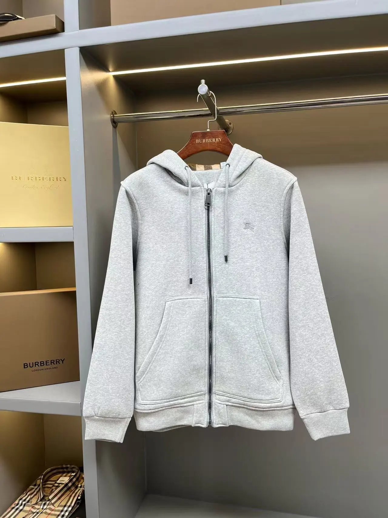 Burberry Zip Hoodie — Light gray colorway — USFans Spreadsheet photo
