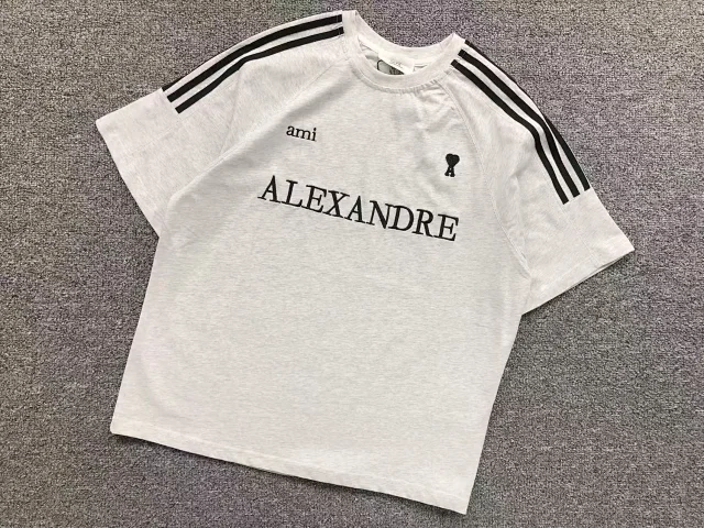 AMI Paris T-Shirts Alexandre Logo Striped Raglan T-Shirt product detail image 5