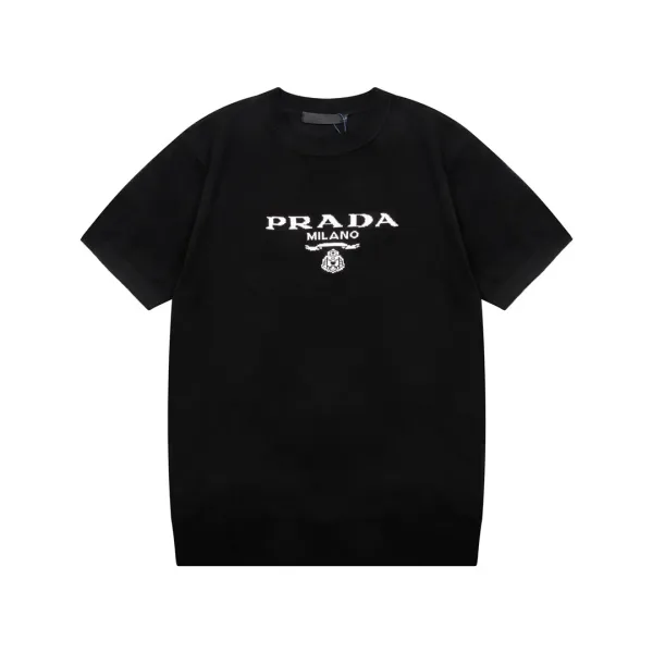 Prada Logo Knit T-Shirt Black - 4