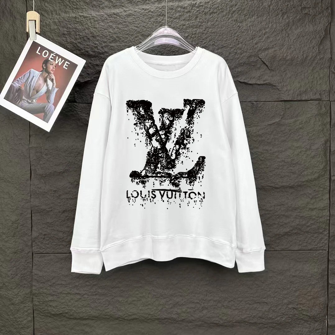 Louis Vuitton Distressed LV Logo White Hoodie