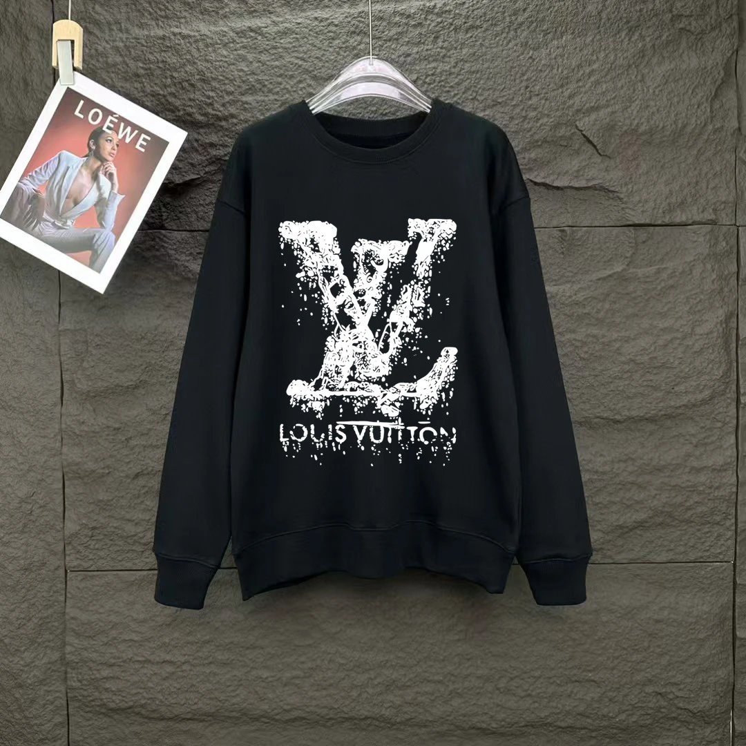 Louis Vuitton Distressed LV Logo Black Hoodie