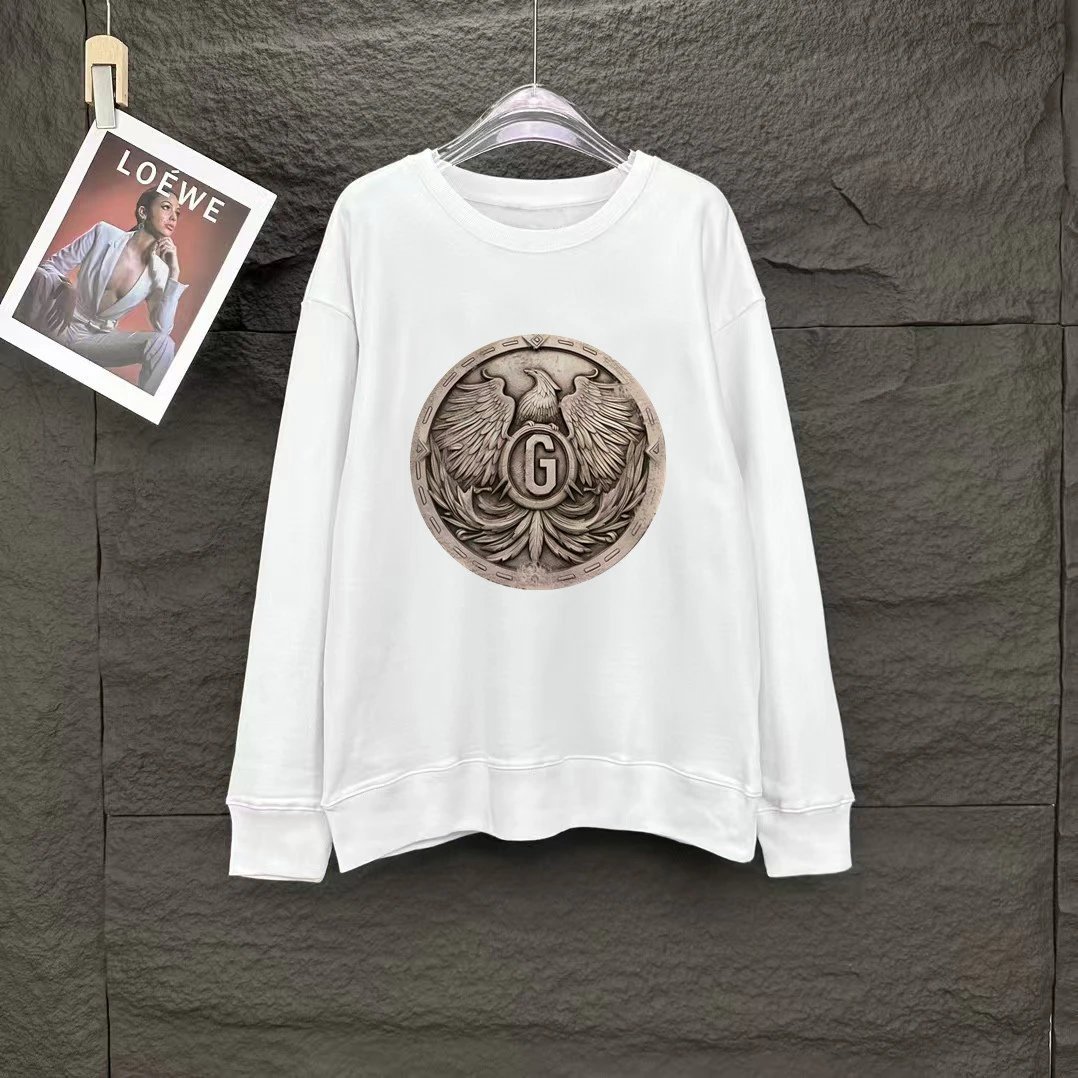 Design Eagle Crest Graphic White Hoodie