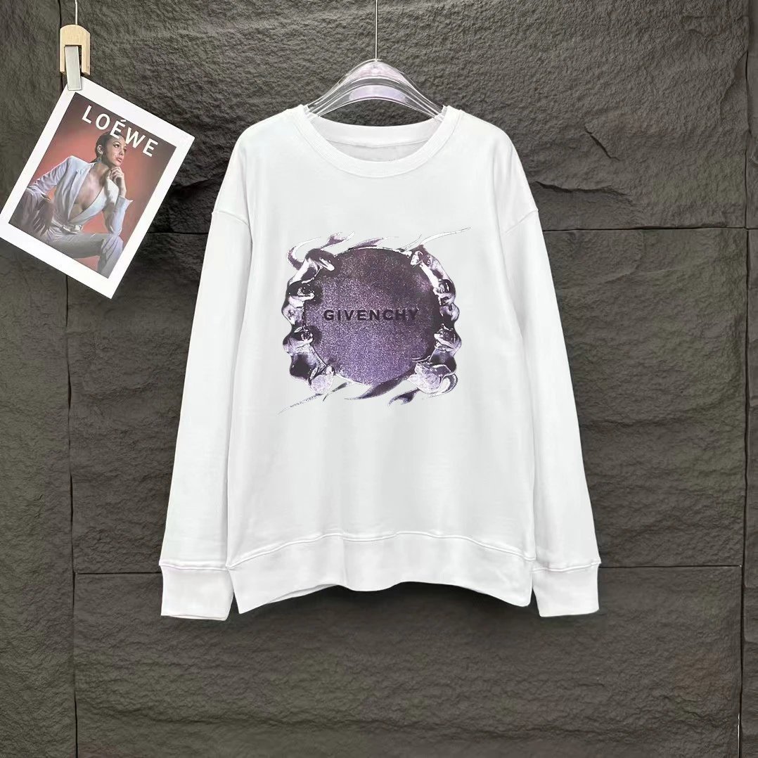 Givenchy Graphic Print White Oversized Sweatshirt Hoodie