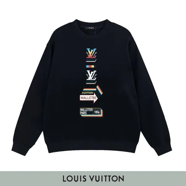 Louis Vuitton Logo Print Black Sweatshirt Sweater - 6