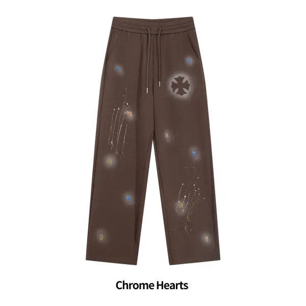 Chrome Hearts Paint Splatter Brown Sweatpants - 1