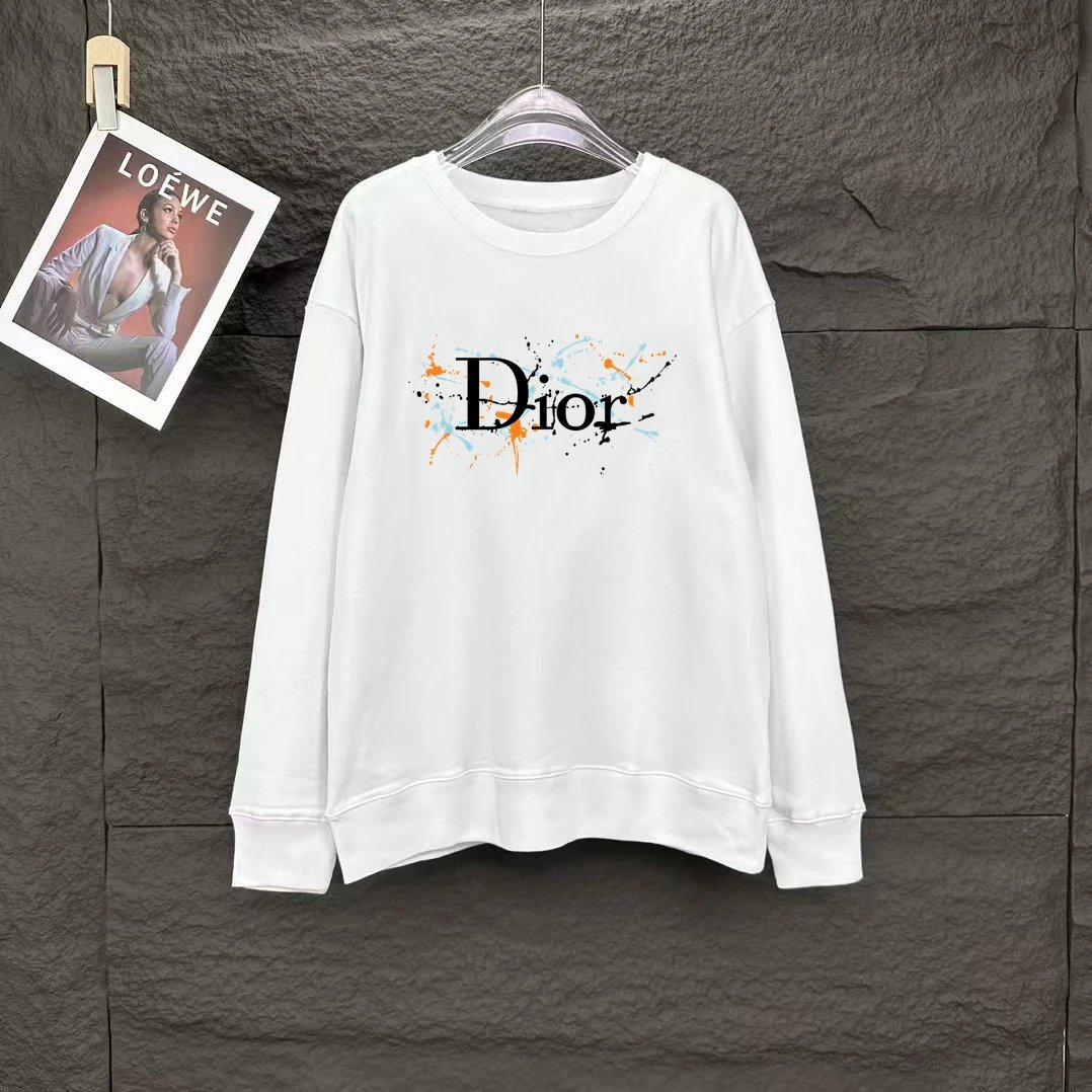 Dior Paint Splatter Logo White Hoodie