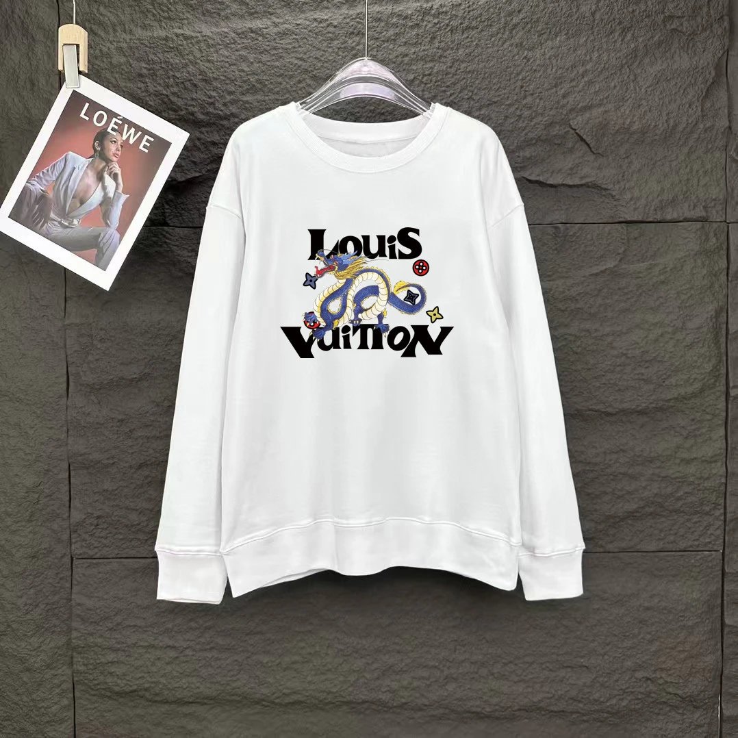 Louis Vuitton Dragon Print Oversized Sweatshirt White Hoodie