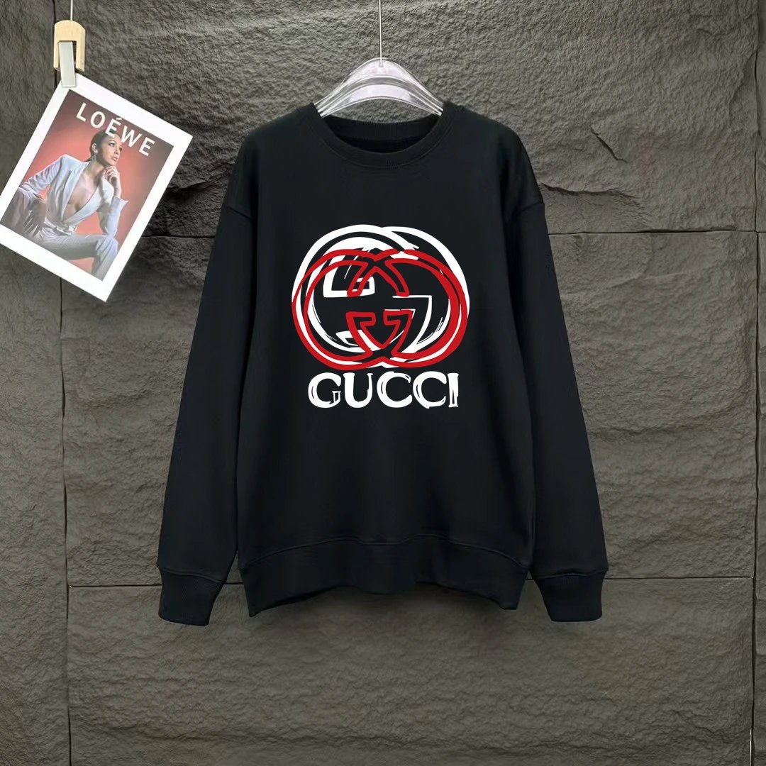 Gucci GG Logo Print Black Hoodie