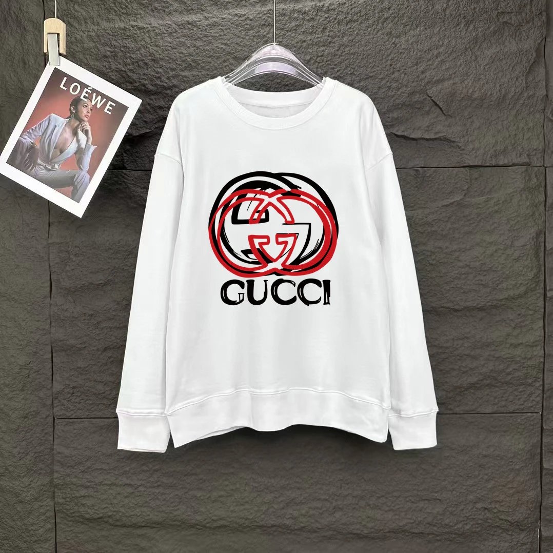 Gucci Logo Print White Oversized Sweatshirt Hoodie