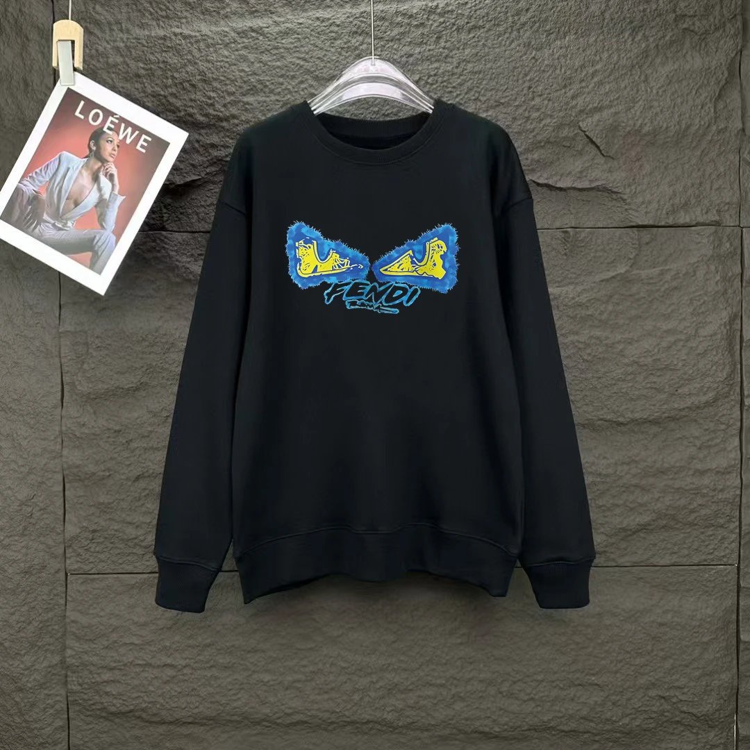 Fendi Monster Eyes Graphic Black Hoodie