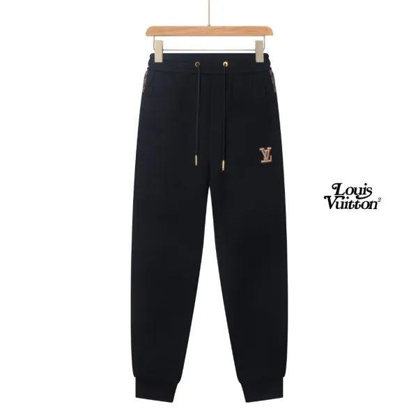 Louis Vuitton Monogram-Embroidered Sweatpants Black - 1