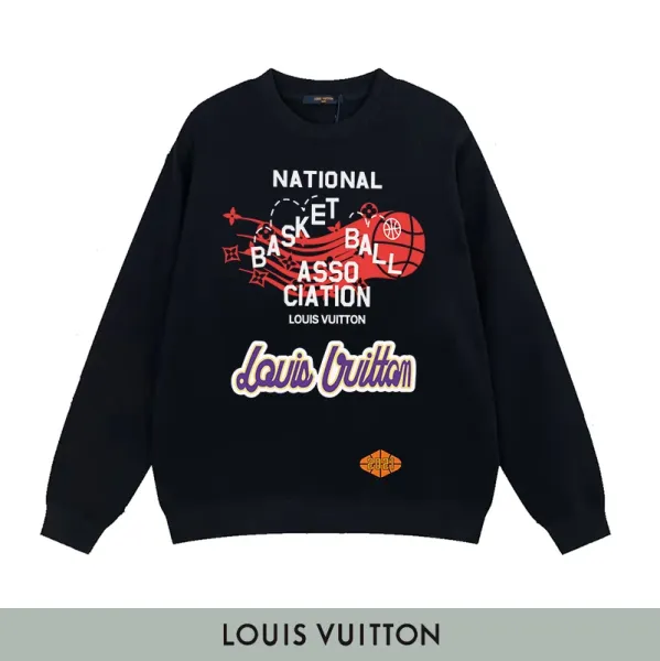 Louis Vuitton Logo Print Black Sweatshirt Sweater - 8