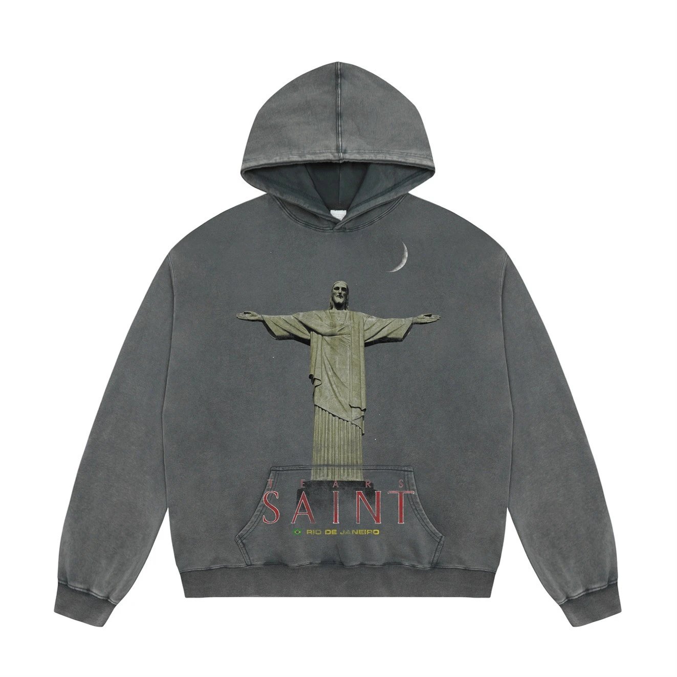 Unbranded Hoodies & Sweatshirts Washed Graphic Pullover Hoodie with Kangaroo Pocket — 21