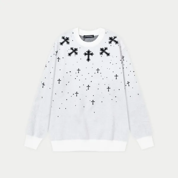 Chrome Hearts Cross Motif Knit Sweater White - 1