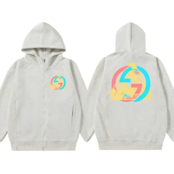 Palace Skateboards Tri-Logo Zip-Up Hoodie Gray - 1