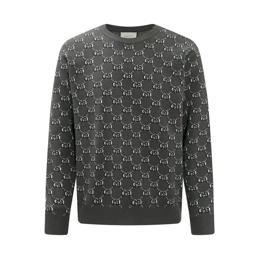 Gucci GG Monogram Knit Sweater Charcoal Gray Sweater