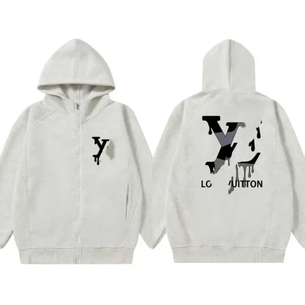 Louis Vuitton Melting Monogram Zip-Up Hoodie Gray - 1