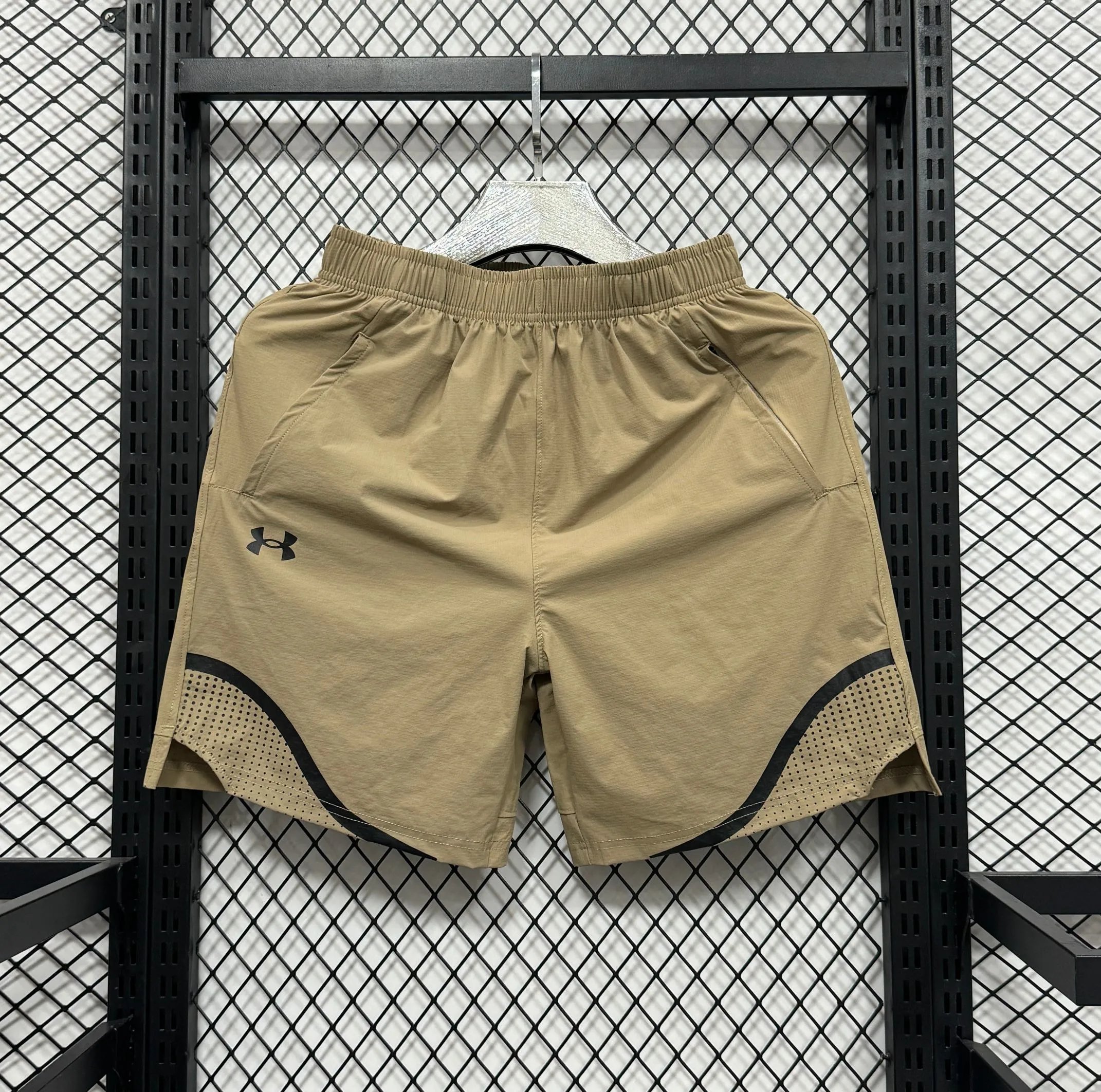 Under Armour Running Shorts Black with Gray Mesh Detail - 13