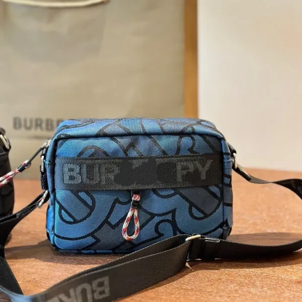 Burberry Monogram Print Crossbody Bag Blue - 1