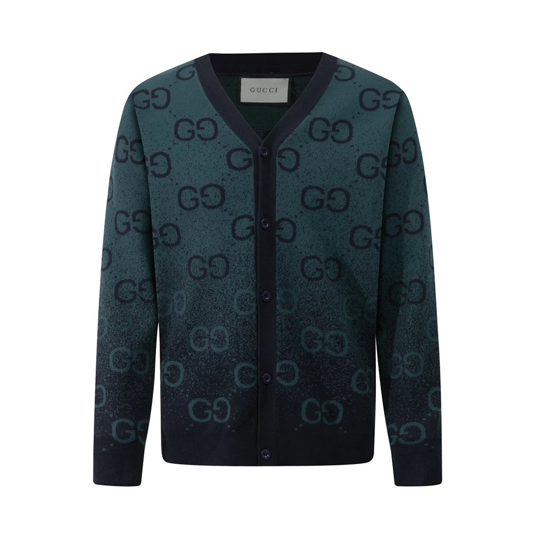 Gucci GG Monogram Gradient Cardigan Navy Green