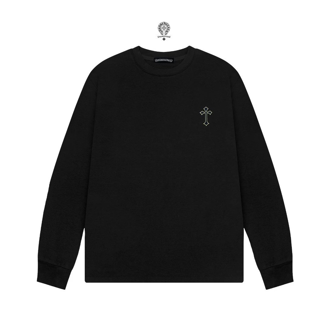 Chrome Hearts Cross Embroidery Black Long Sleeve Tee T-Shirts - 10