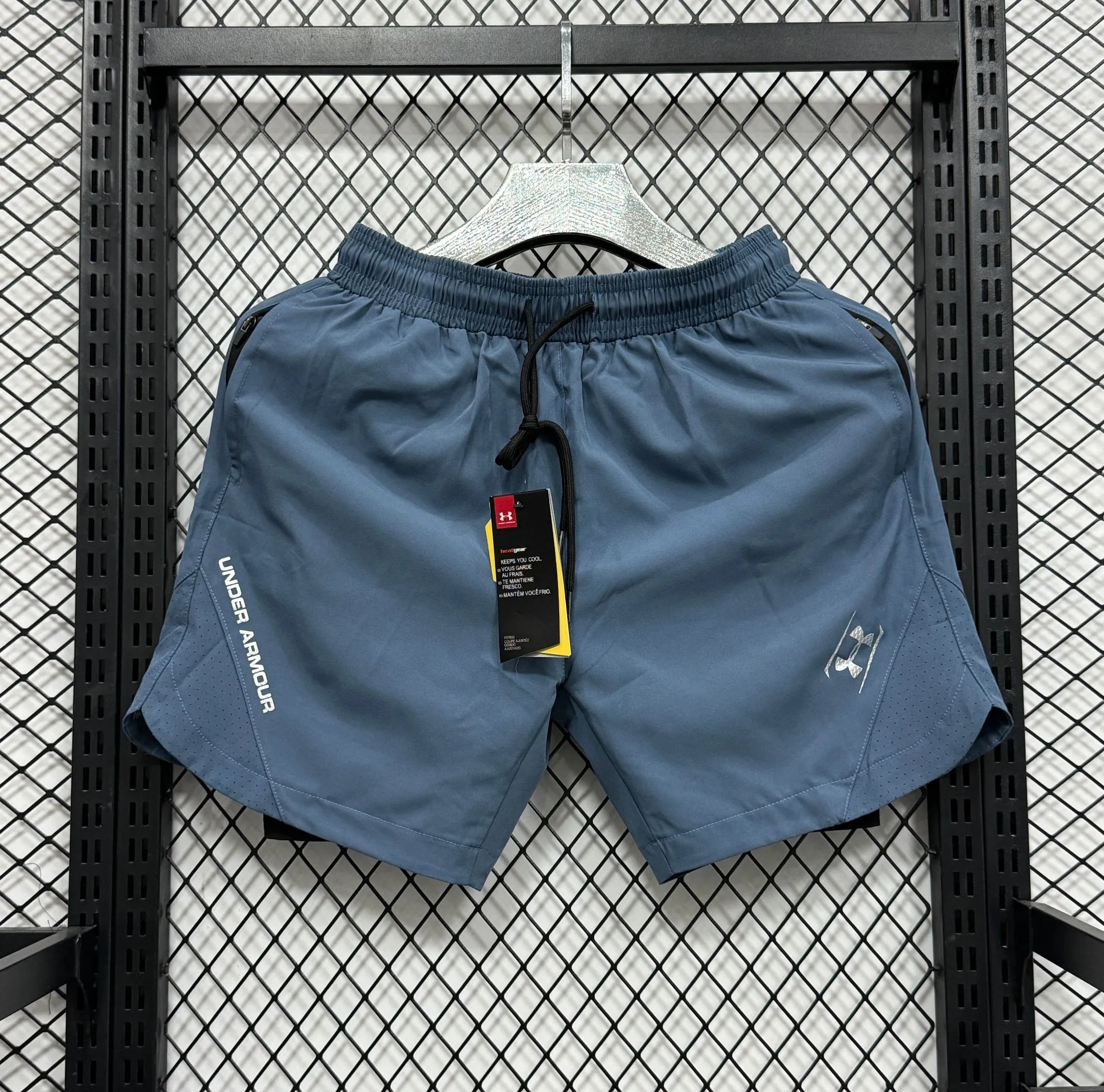 Under Armour Running Shorts Black with Gray Mesh Detail - 17