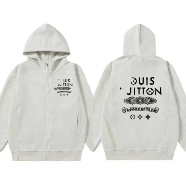 Chrome Hearts x Louis Vuitton 'Louis Jitton' Gray Zip-Up Hoodie - 1