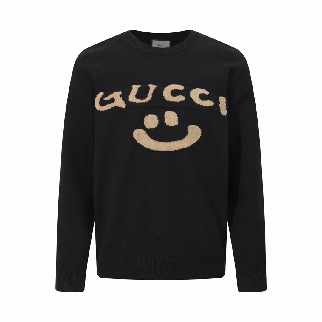 Gucci Smiley Logo Knit Sweater Black