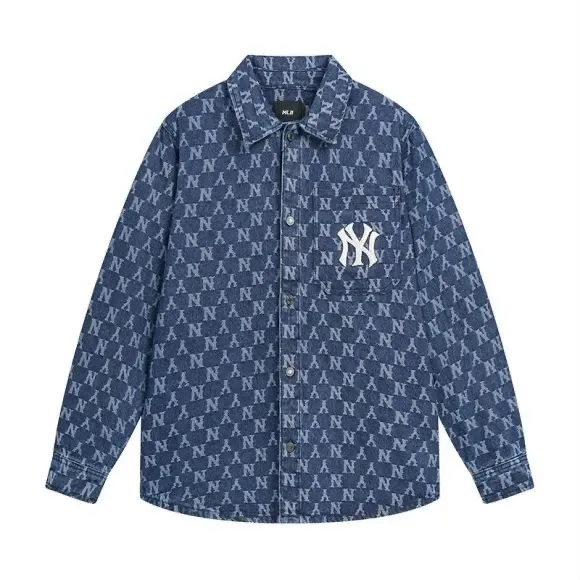 MLB New York Yankees Logo Embroidered Light Blue Button-Up Shirt - 13